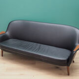 Sofa black leather, Danish design, 70's