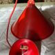 Vintage red enameled sheet metal pendants