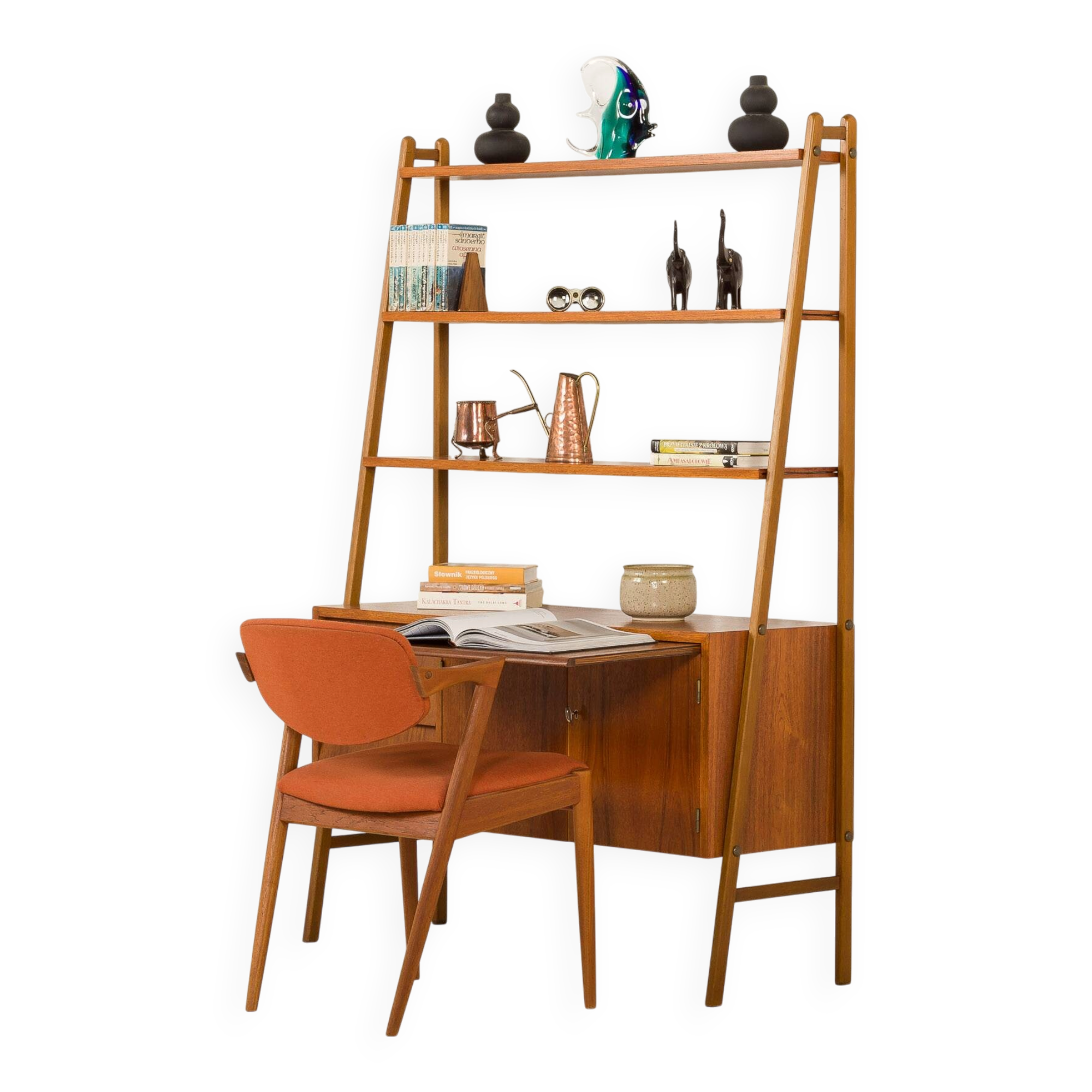 Scandinavian mid century bookcase with a desk, Sweden 1960s