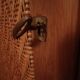 Wooden and rattan wardrobe