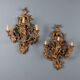 Antique wall sconces in lacquered and gilded wood, Italy, 20th century