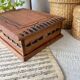 Carved wooden box with key