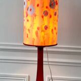 Large red Murano style Italian blown glass lamp and seventies lampshade from the 70s