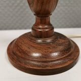 Old Danish table lamp in turned dark wood