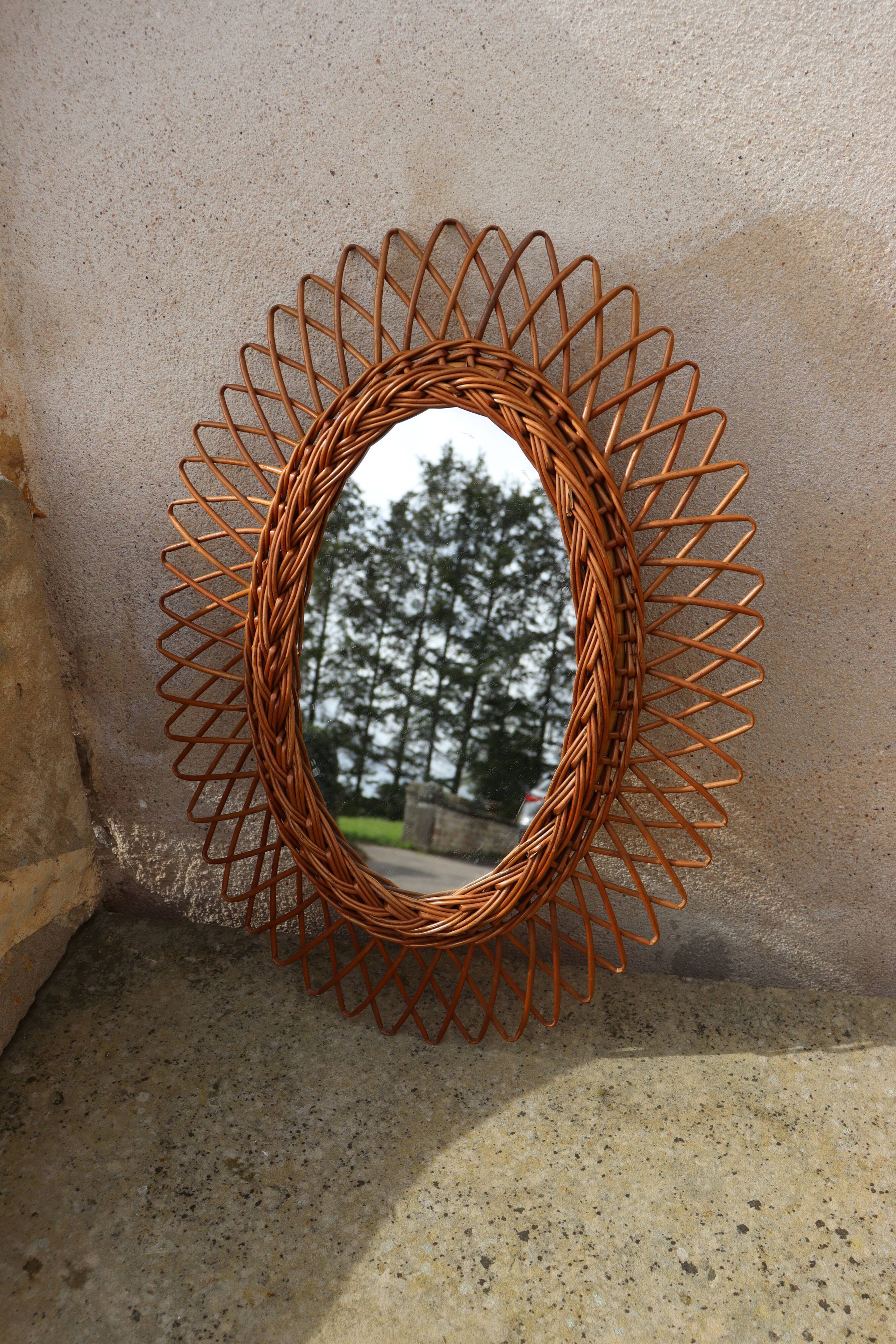 Rattan mirror