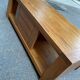 Solid wood coffee table with sliding door, stained pine, 120x60cm.