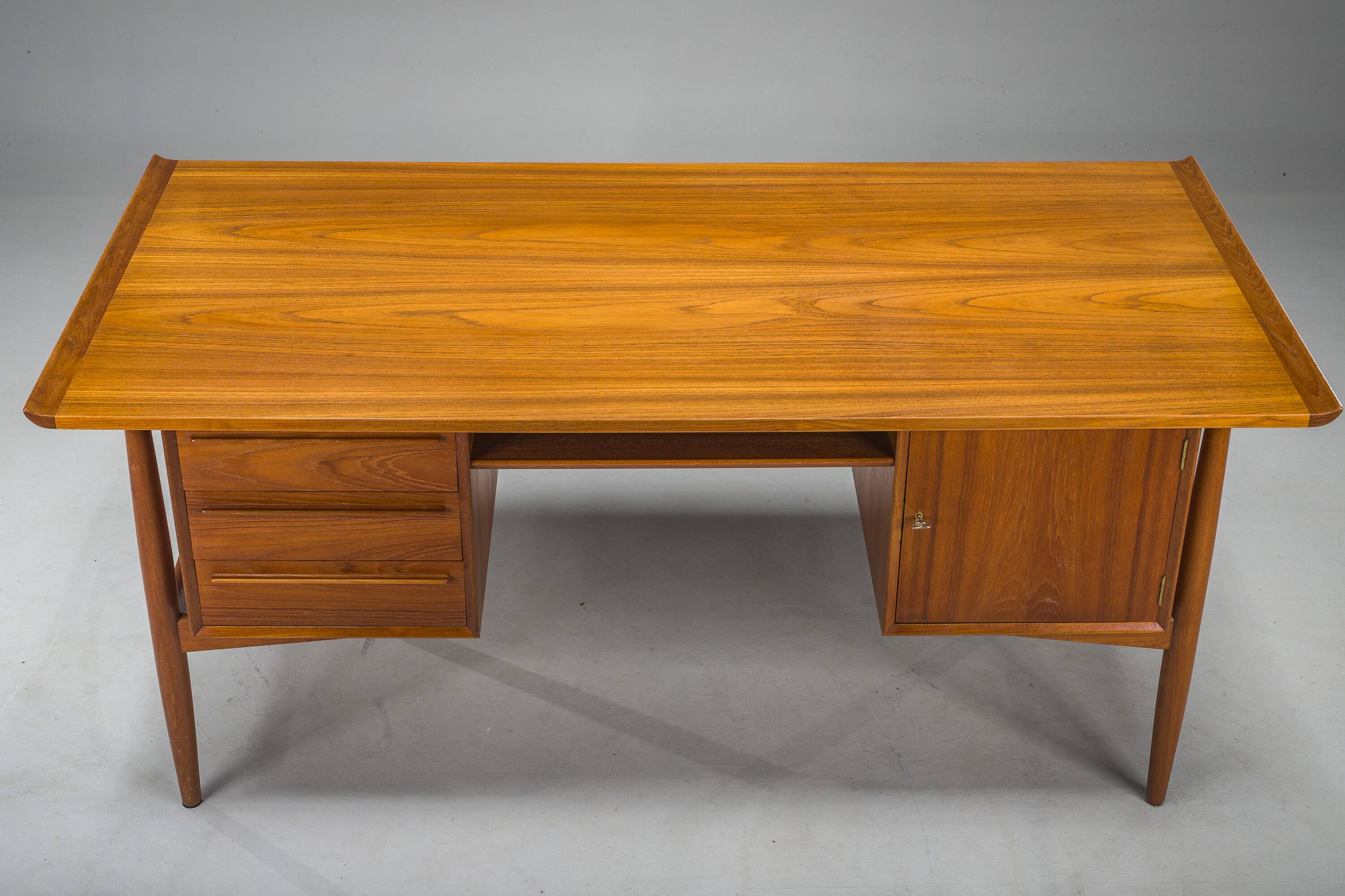 Danish Teak Executive Desk by Arne Vodder for H.P. Hansen, 1960s