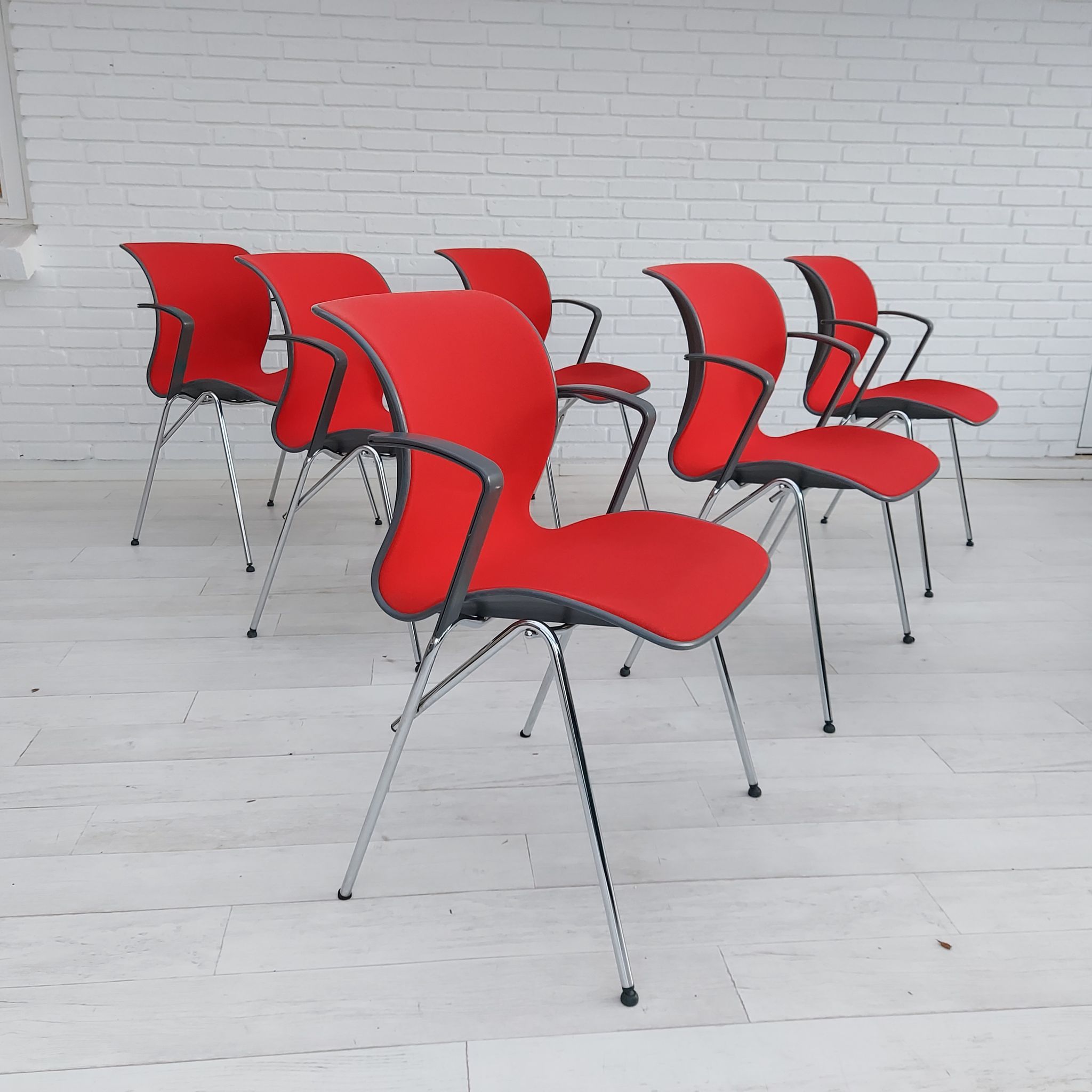 90s, Danish design by Alfred Homann, set of six "Ensemble" chairs, original condition