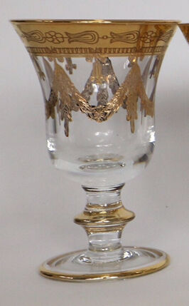 Service 12 glasses decoration engraved gold border