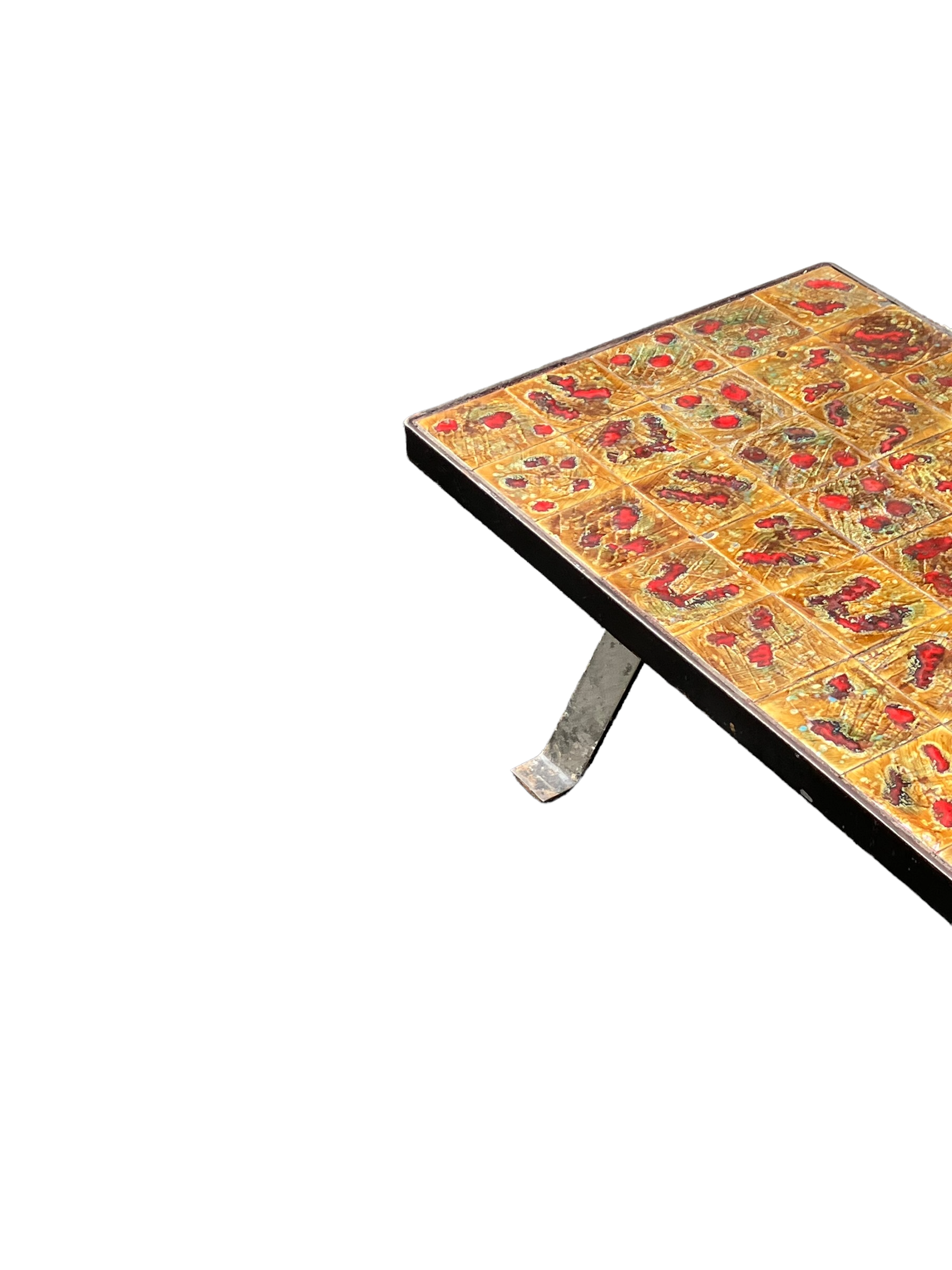 Midcentury coffee table in ceramic and cast iron