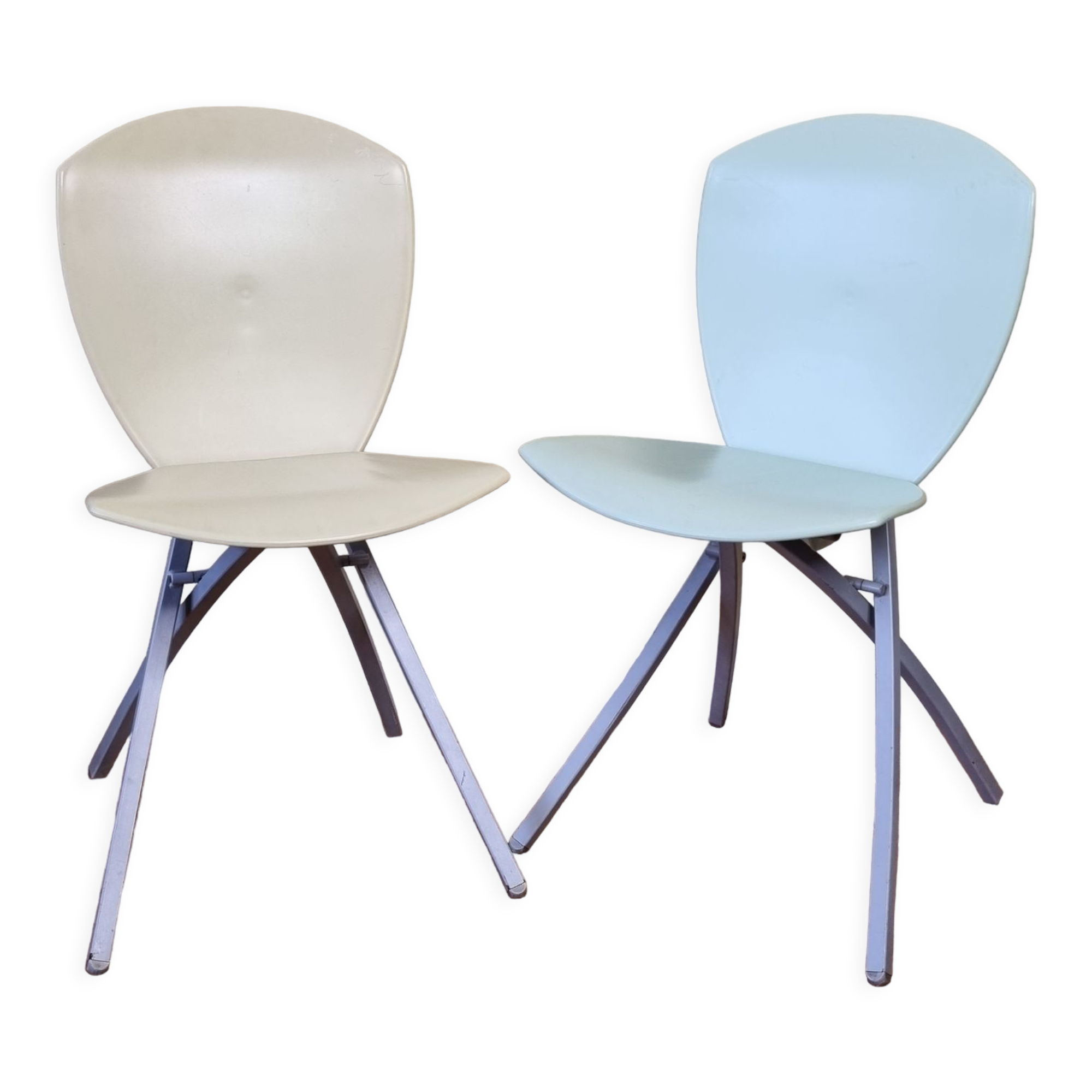 Pair of folding chairs viva, italian design, lucci orlandini for calligaris