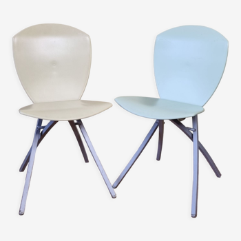 Pair of folding chairs viva, italian design, lucci orlandini for calligaris