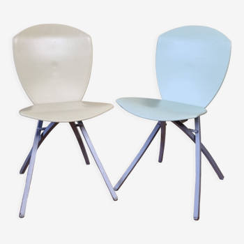 Paire de chaises pliantes viva, design italien, lucci orlandini pour calligaris