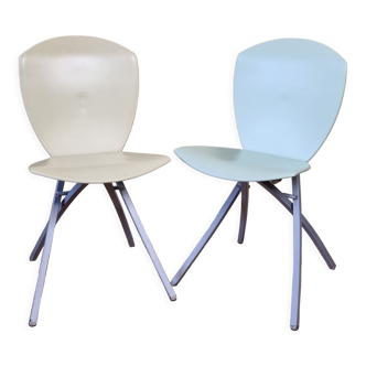 Pair of folding chairs viva, italian design, lucci orlandini for calligaris