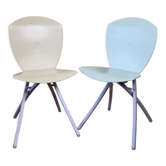 Paire de chaises pliantes viva, design italien, lucci orlandini pour calligaris