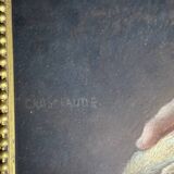 Portrait de jeune fille pastel sur toile milieu XIXe par Claude Gros