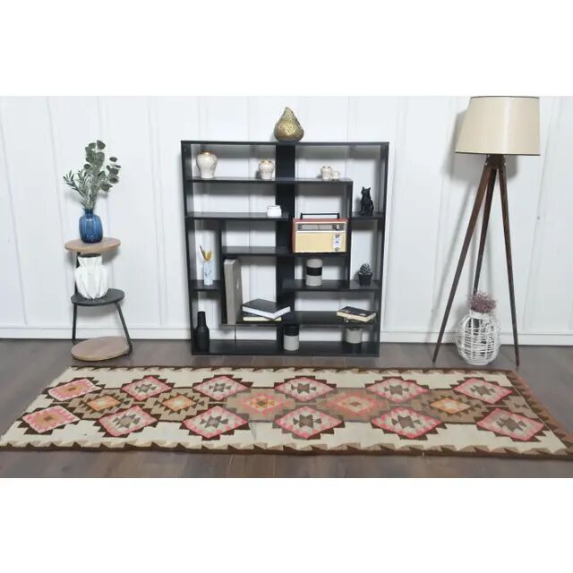 1970s Turkish Oushak Handmade Wool Cotton Pink Runner Rug 92x267