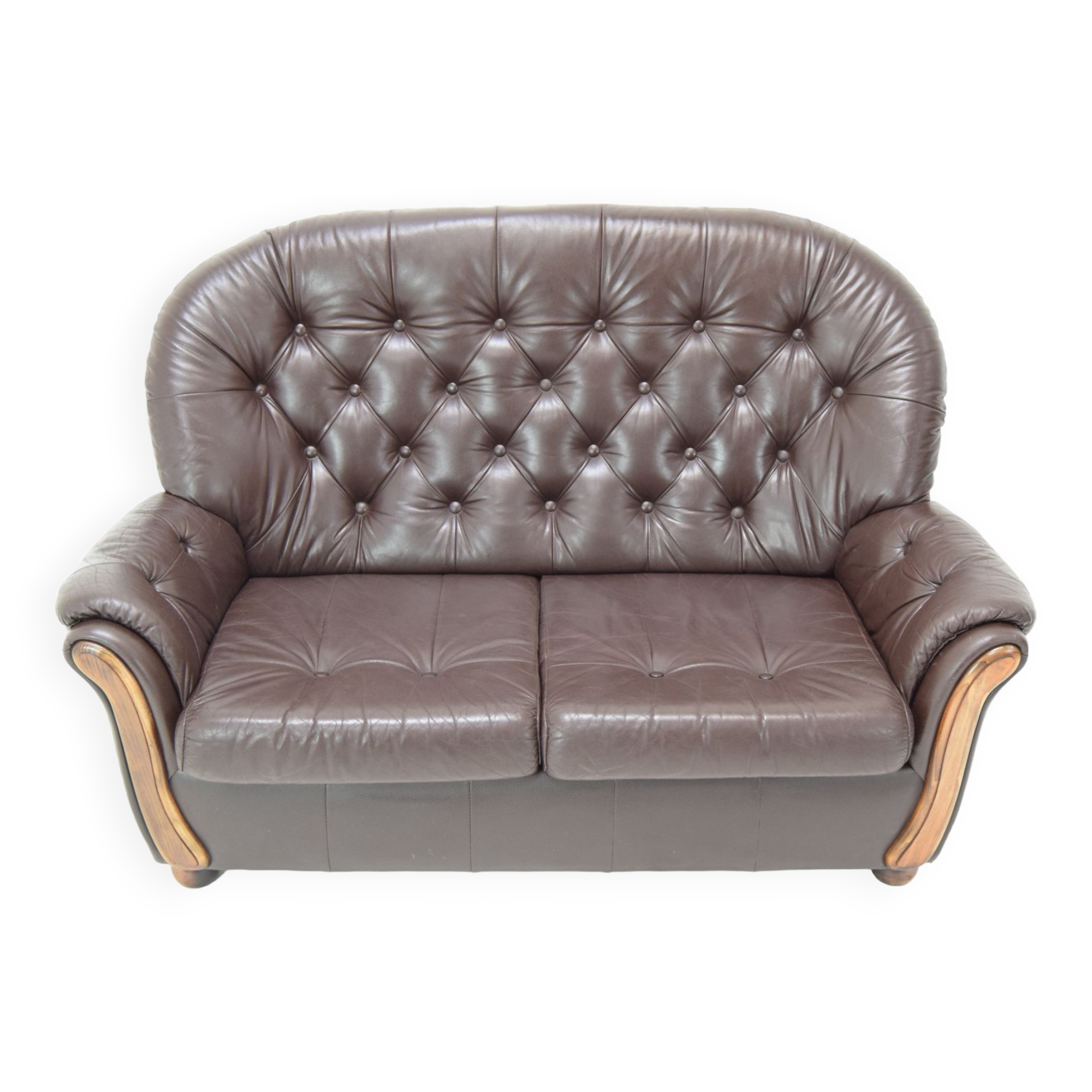 Mid-century Leatherette Two Seat Sofa,1990's.