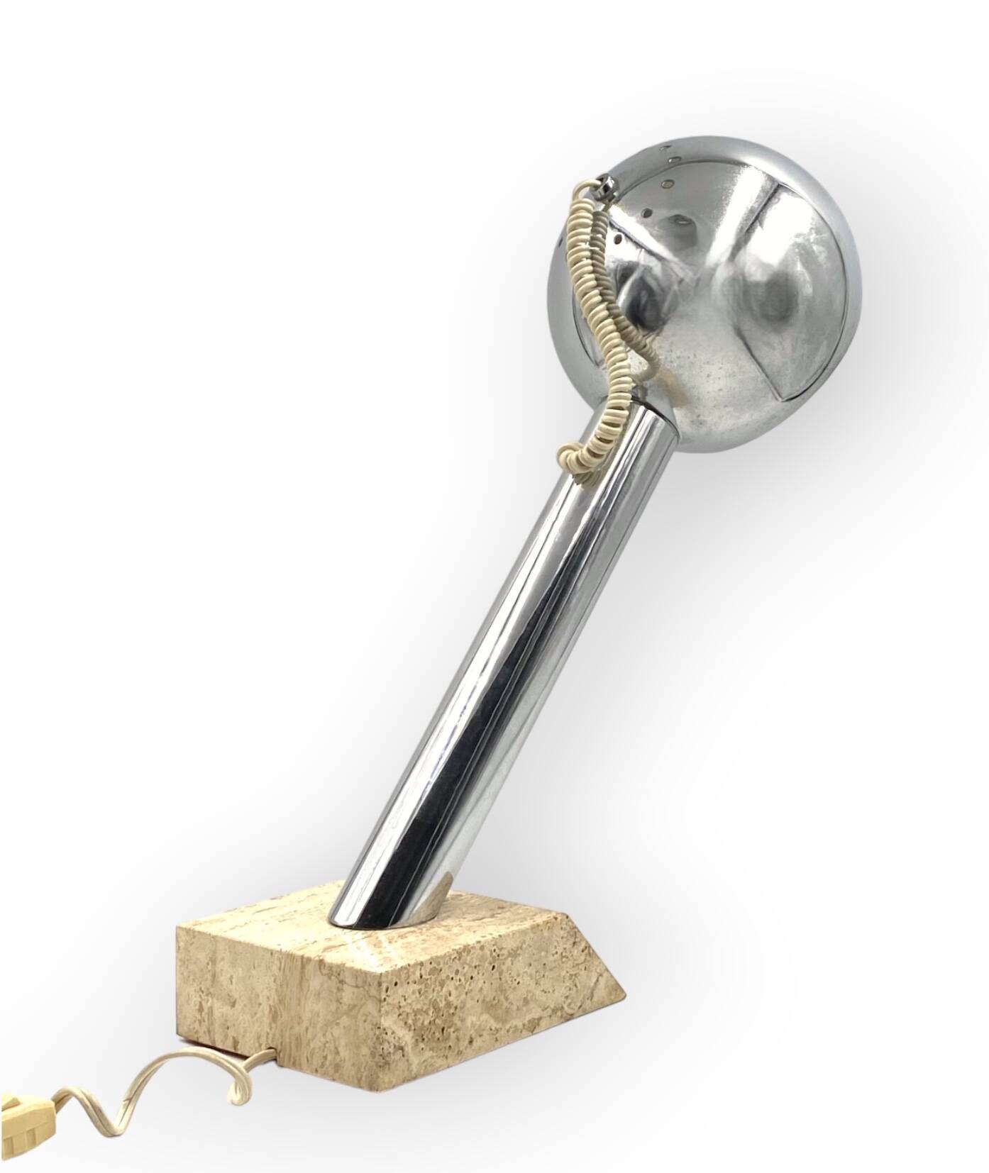 Brutalist travertine table lamp, Italy 1970s