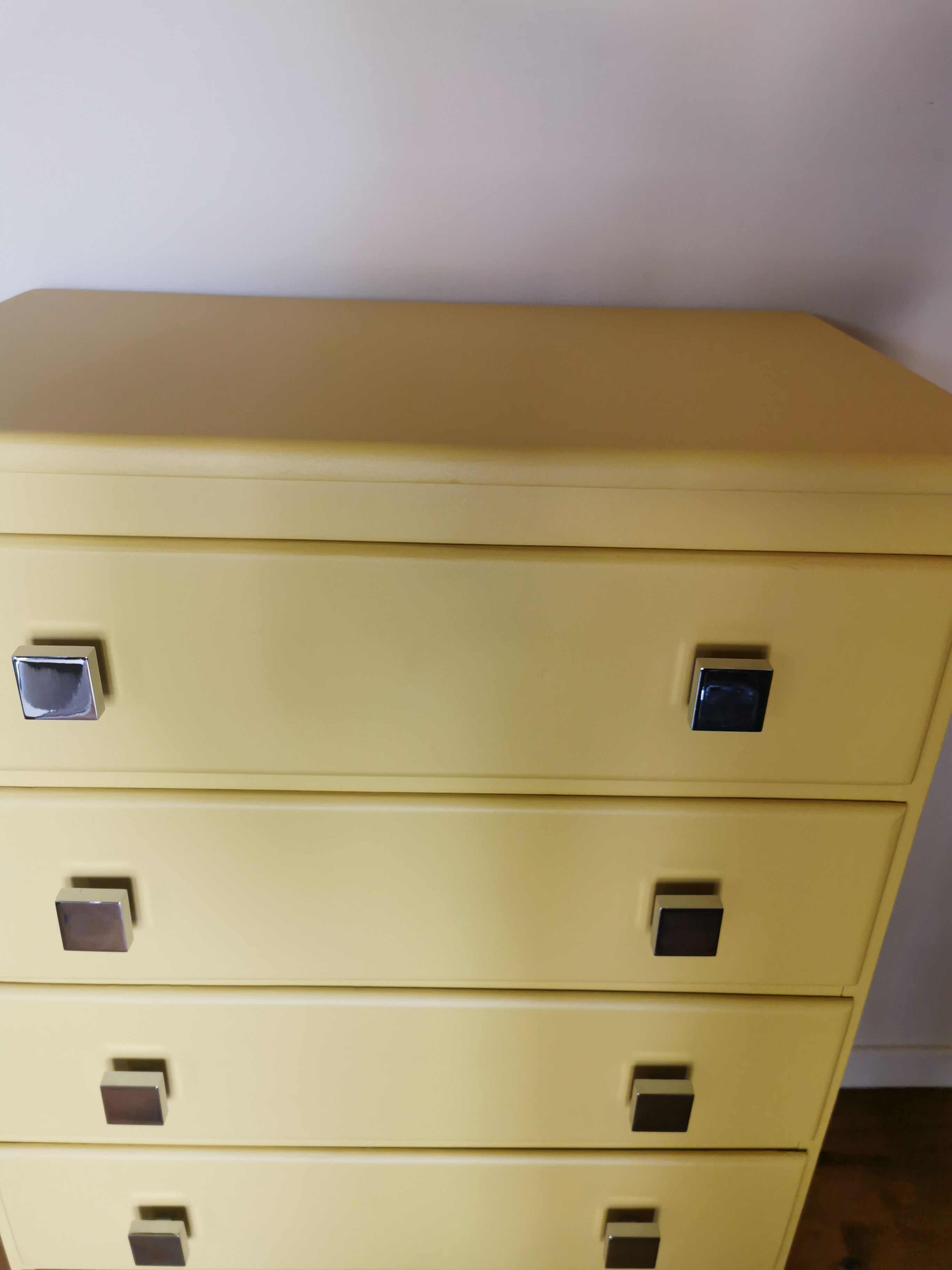 Vintage chiffonnier restyled mustard yellow, 5 drawers
