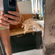 Antique large bevelled standing mirror