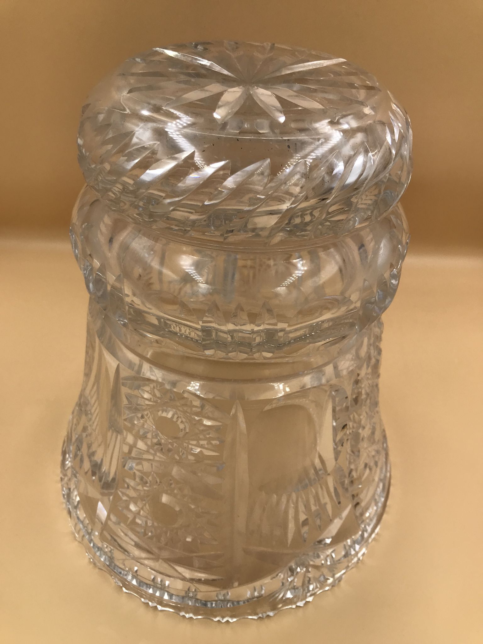 Vintage vase cut into facets of the 30s