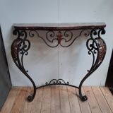 Marble and wrought iron console