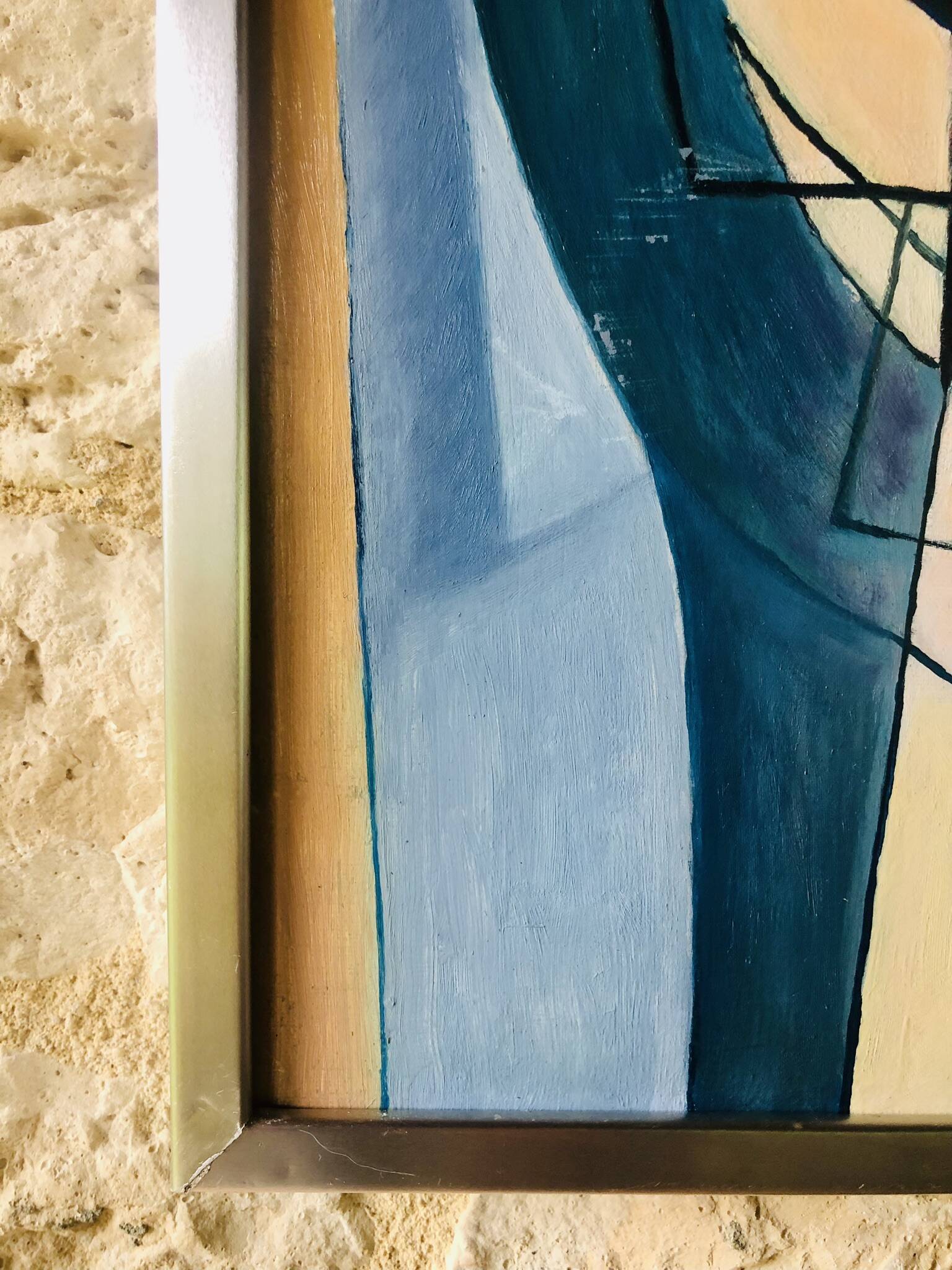 Vintage abstract painting, signed, circa 70's/80's