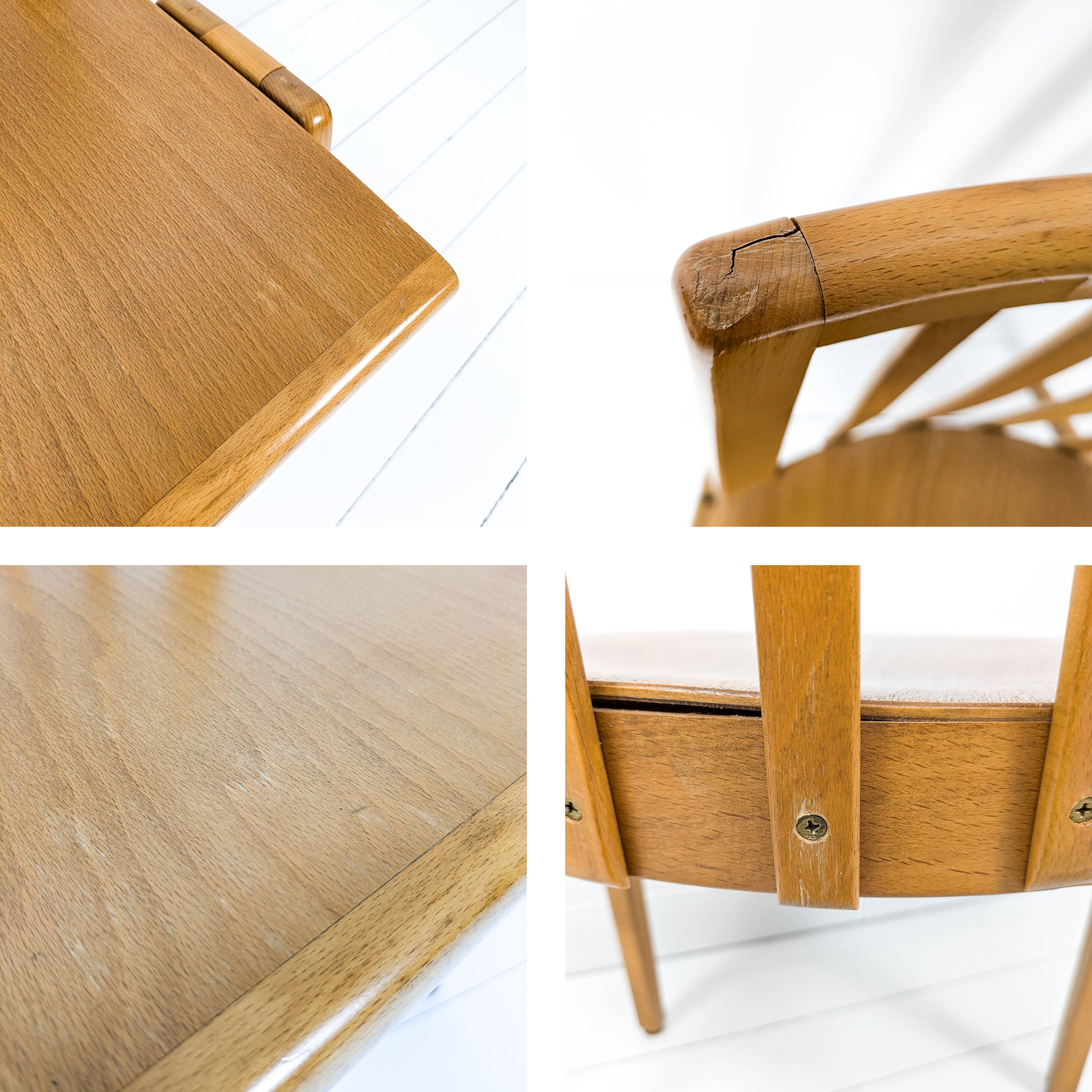 Set of 4 Danish Design Mid Century Wooden Stacking Chairs Streben Vintage Skandi Wooden Chair