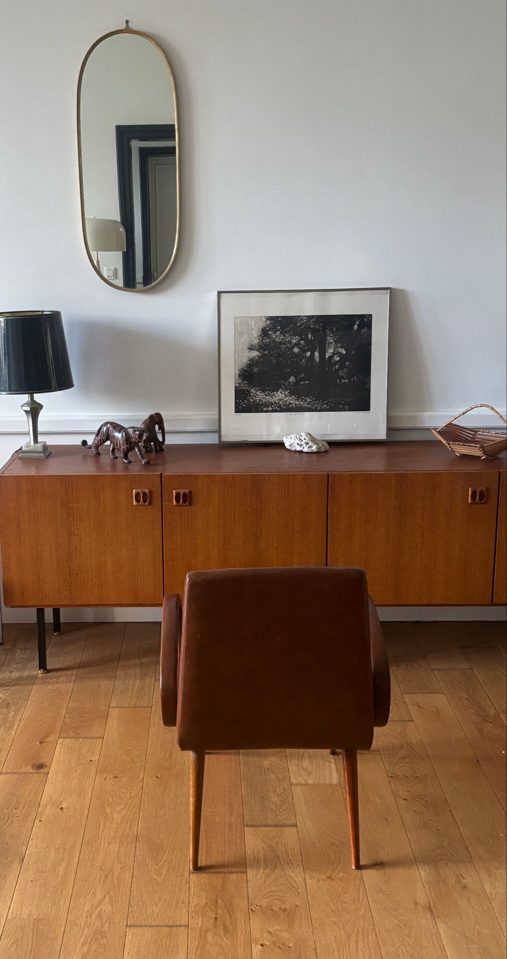 Modernist armchair with oval armrests, 1950s-1960s