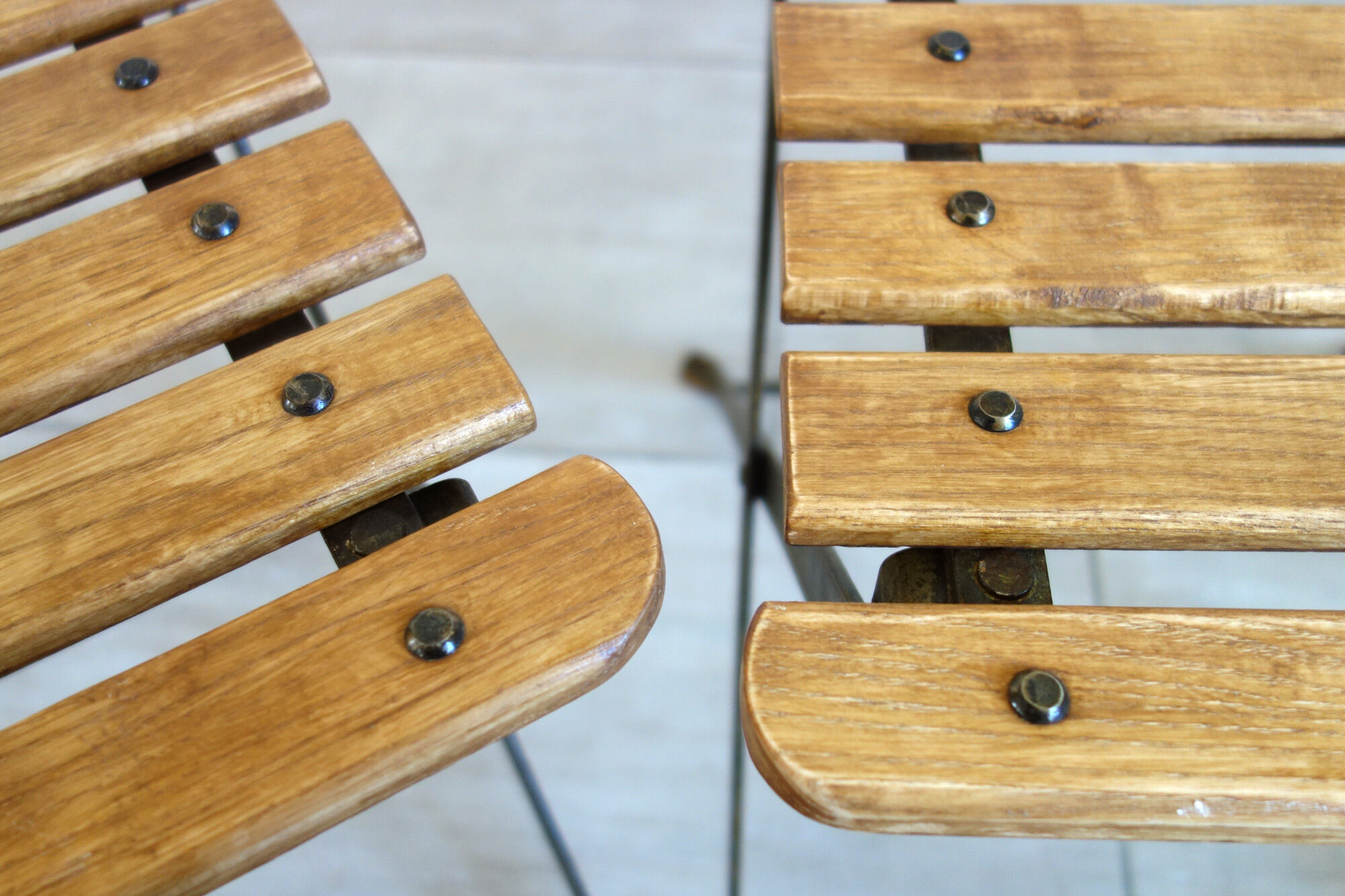 Vintage folding chairs and stool set