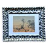 19th century orientalist painting, Algerian landscape, signed watercolor drawing