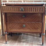 Louis XVI style chest of drawers, spinning top legs - transition style marquetry