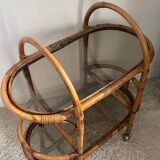 1960s rattan serving cart