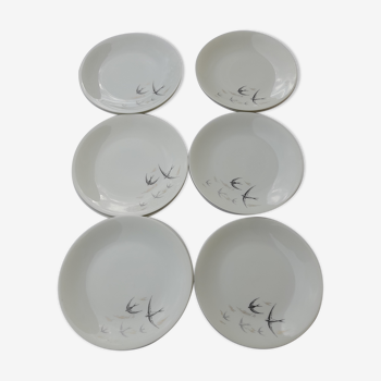 11 dessert plates in Limoges porcelain Charles Ahrenfeld bird motif diam 18 cm