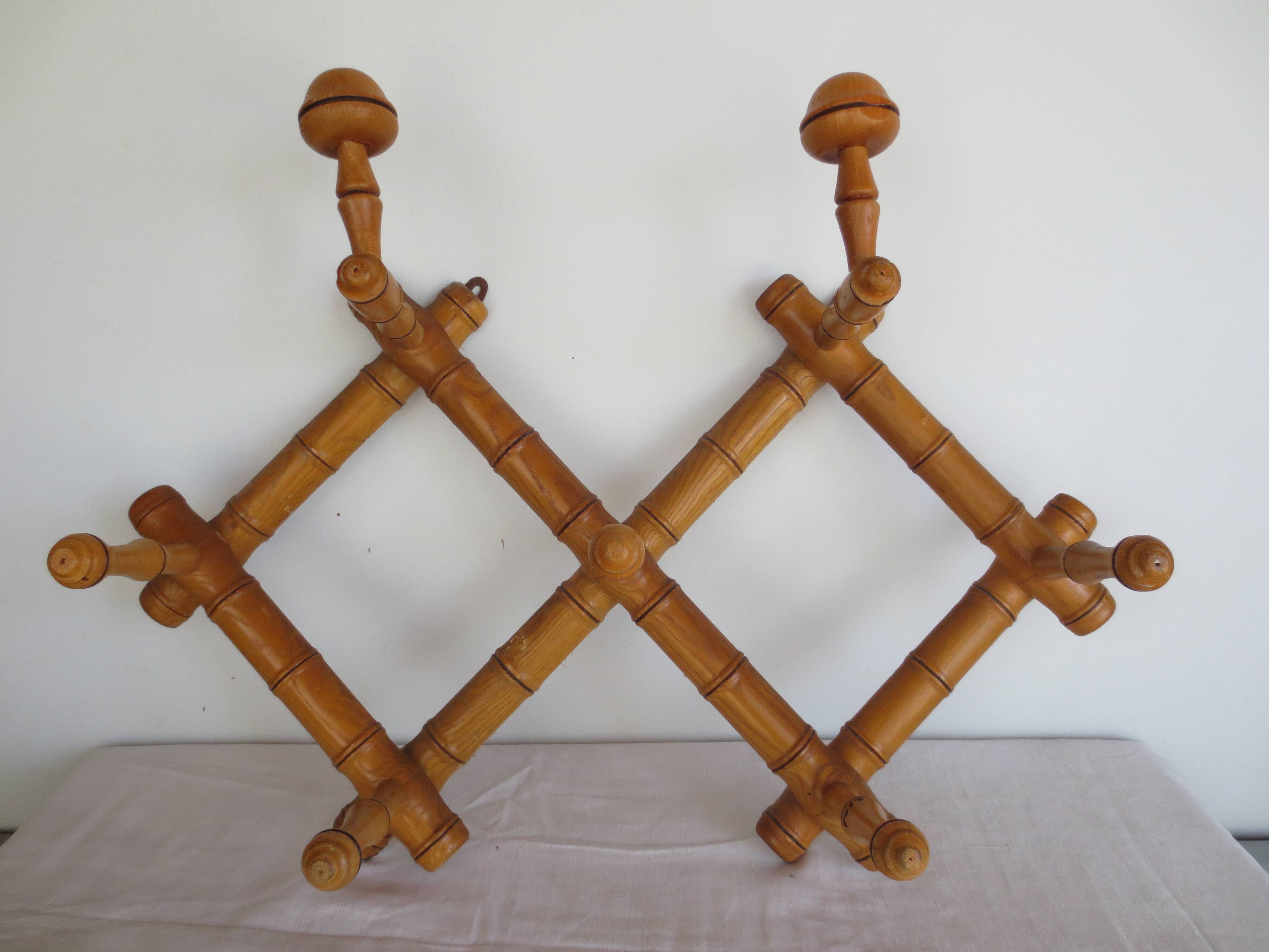 Wooden wall coat rack