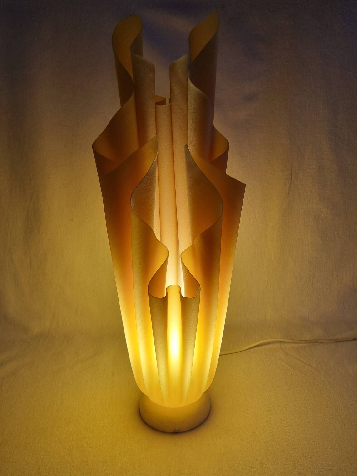 Georgia Jacob's "Athena" lamp in yellow pleated resin, 1970s