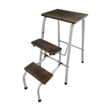 Stool step stool with 3 steps in wood and metal, 1960s