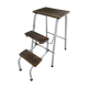 Stool step stool with 3 steps in wood and metal, 1960s