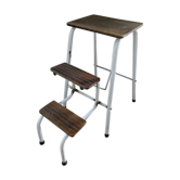 Tabouret escabeau 3 marches en bois et métal, années 60