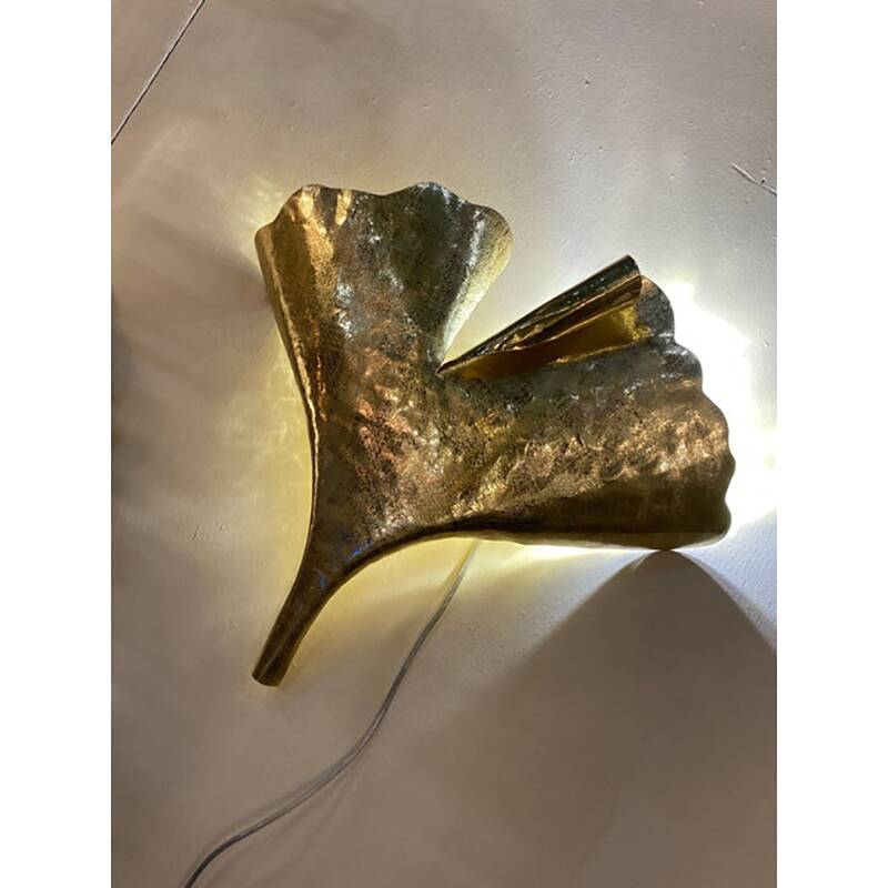 Contemporary Italian Brass Leaf Wall Sconce by Simoeng