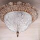 Plafonnier en verre moulé et couronne en laiton années 60