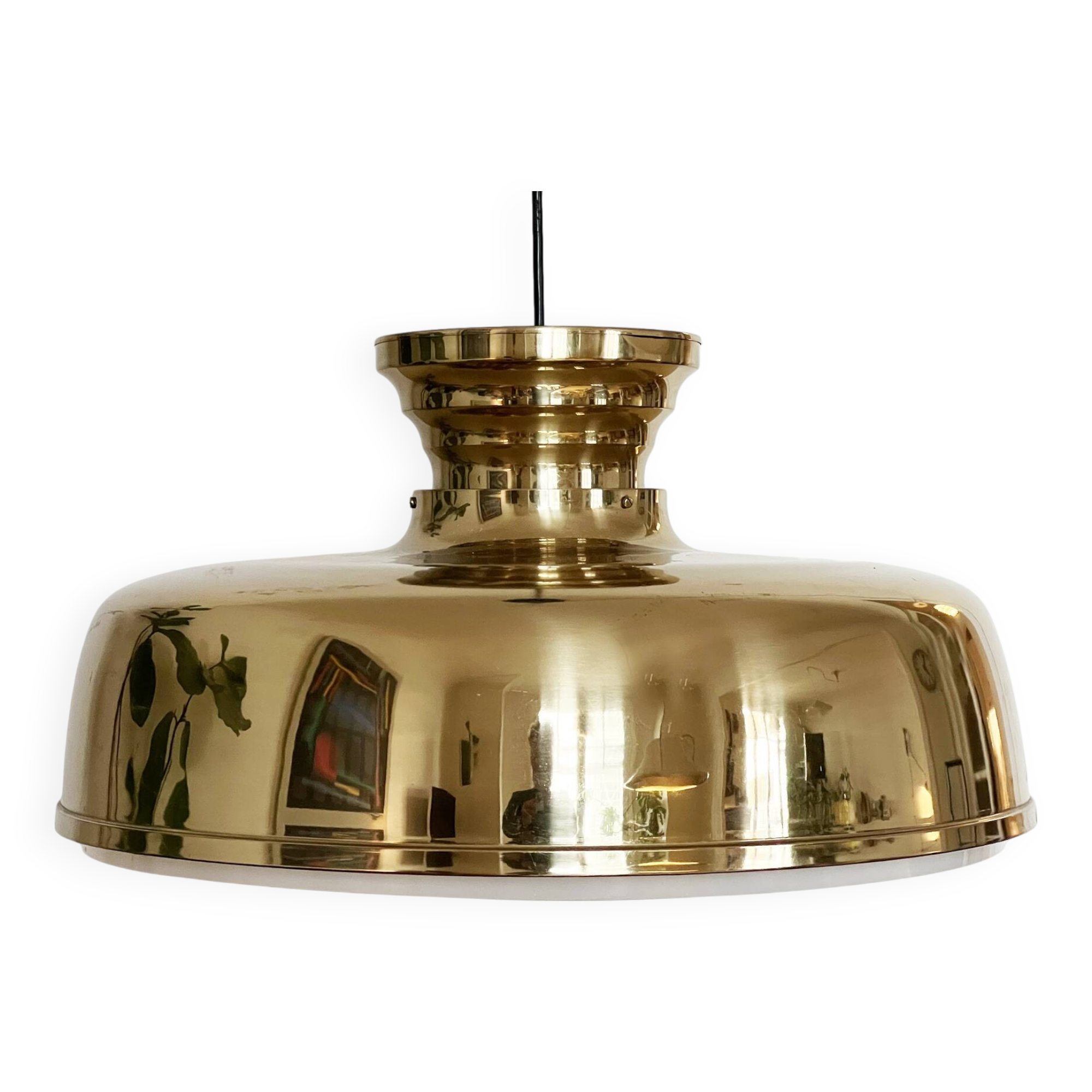 Large brass pendant light. Sweden 1960s