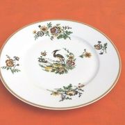 3 flat plates Porcelain of Limoges France "Crane ashy" ...