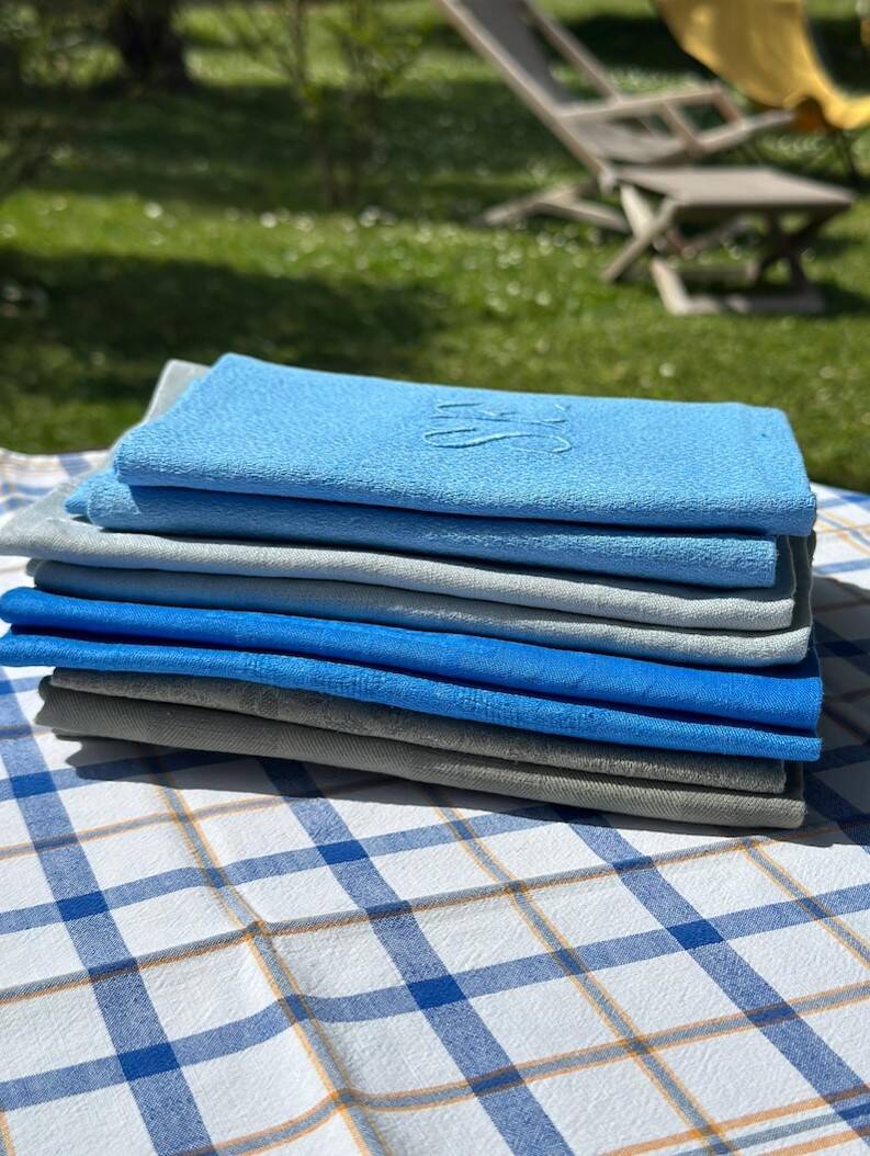 Set of 8 Mismatched Dyed Vintage Napkins