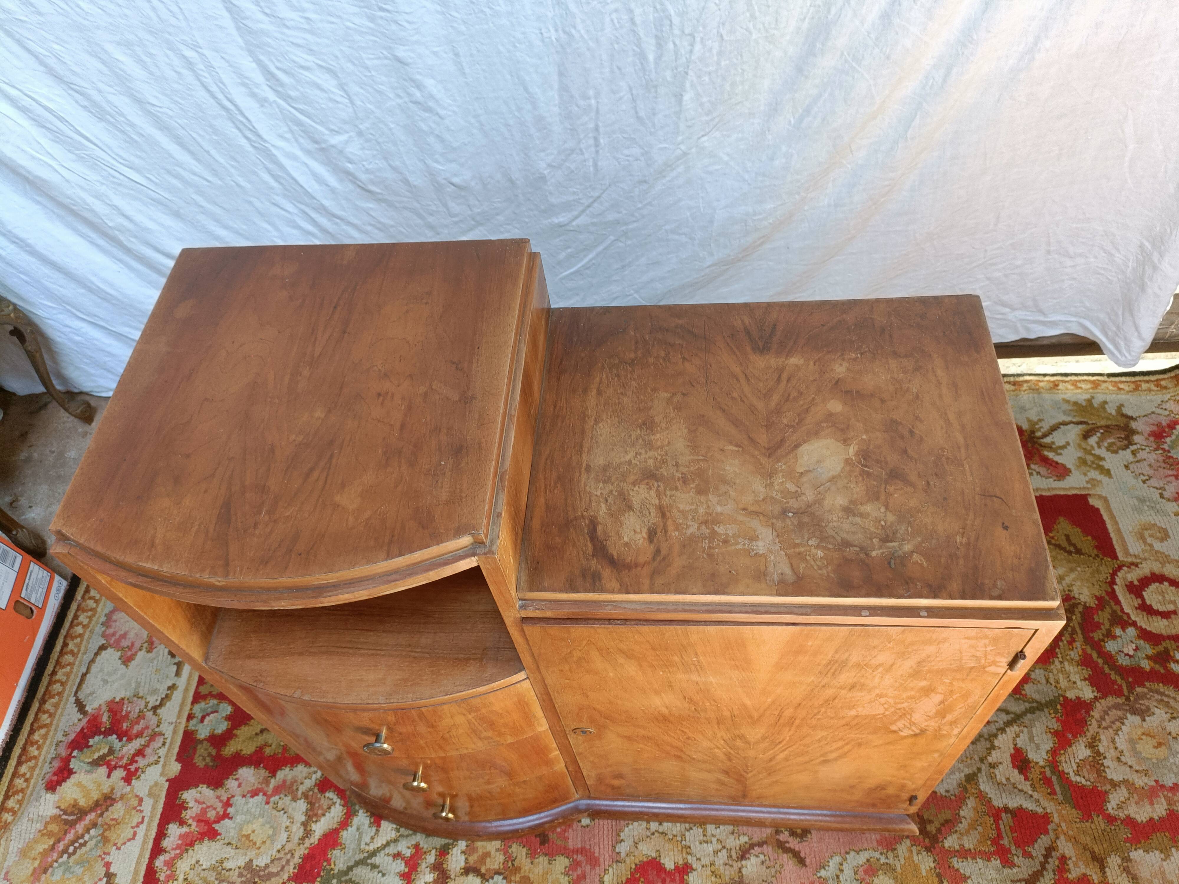 Small art deco sideboard walnut veneer