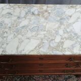 Louis XVI style chest of drawers in oak and marble top