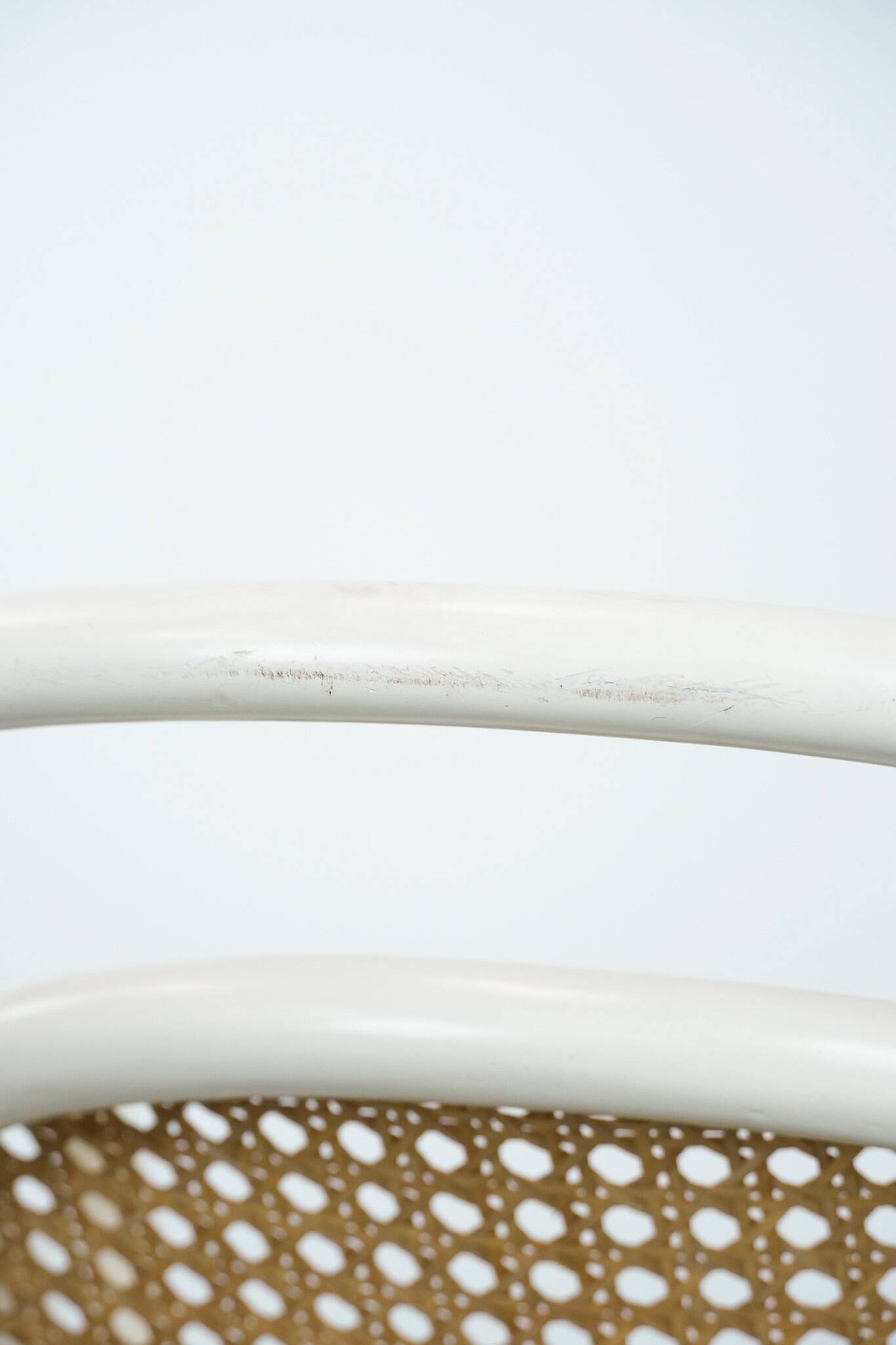 Vintage white bistro chair with armrests in Thonet style