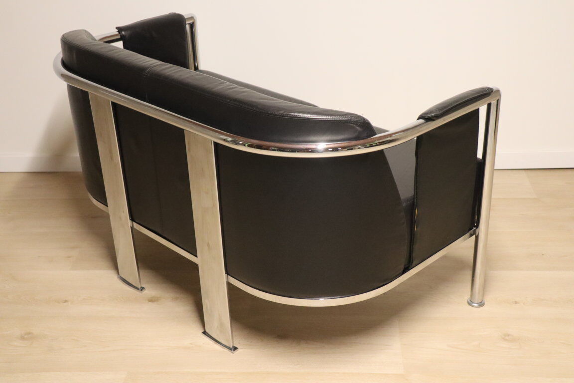 Vintage sofa in synthetic leather and chrome metal, 1970s