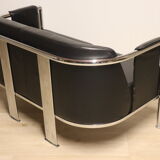 Vintage sofa in synthetic leather and chrome metal, 1970s